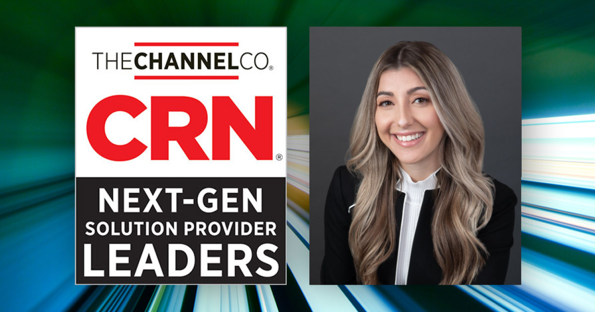 moving tunnel background with CRN Next-Gen Solution Provider Leaders logo and Rosana Filingeri's headshot