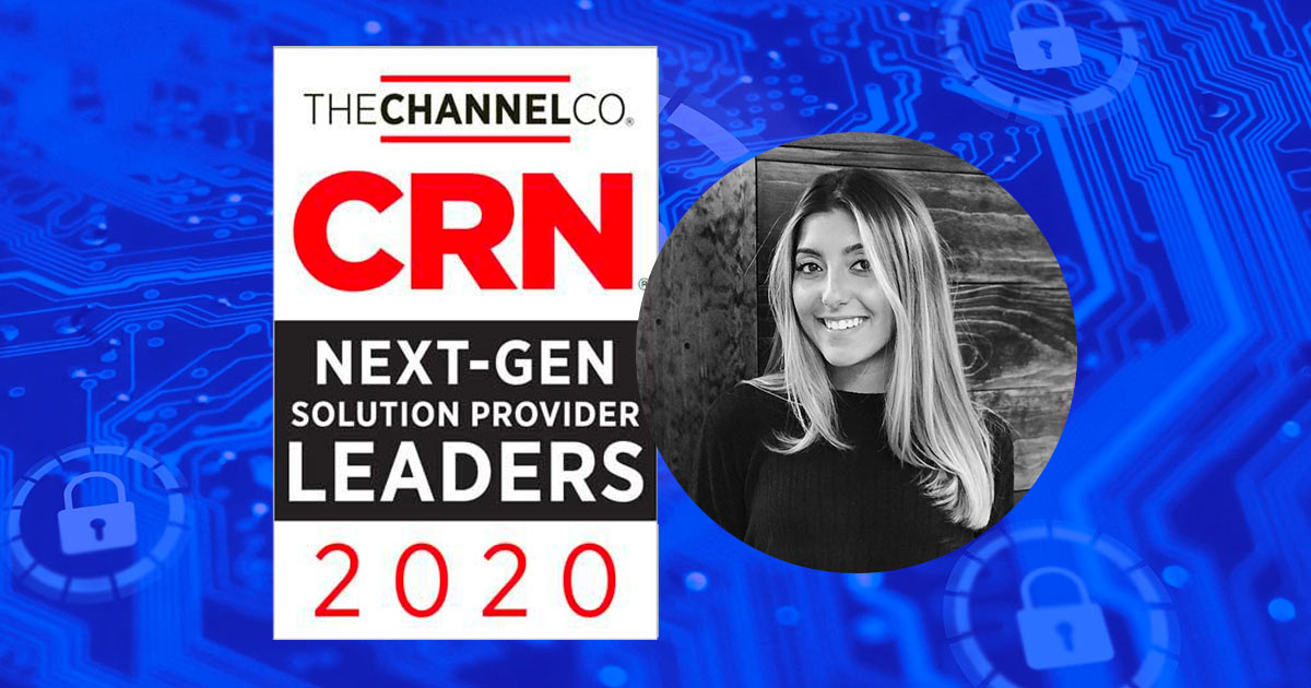 Photo of Rosana Filingeri next to the CRN Next-Gen Solutions Provider Leaders logo