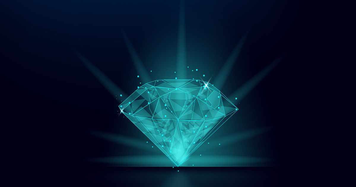 digital techy rendering of a shiny diamond