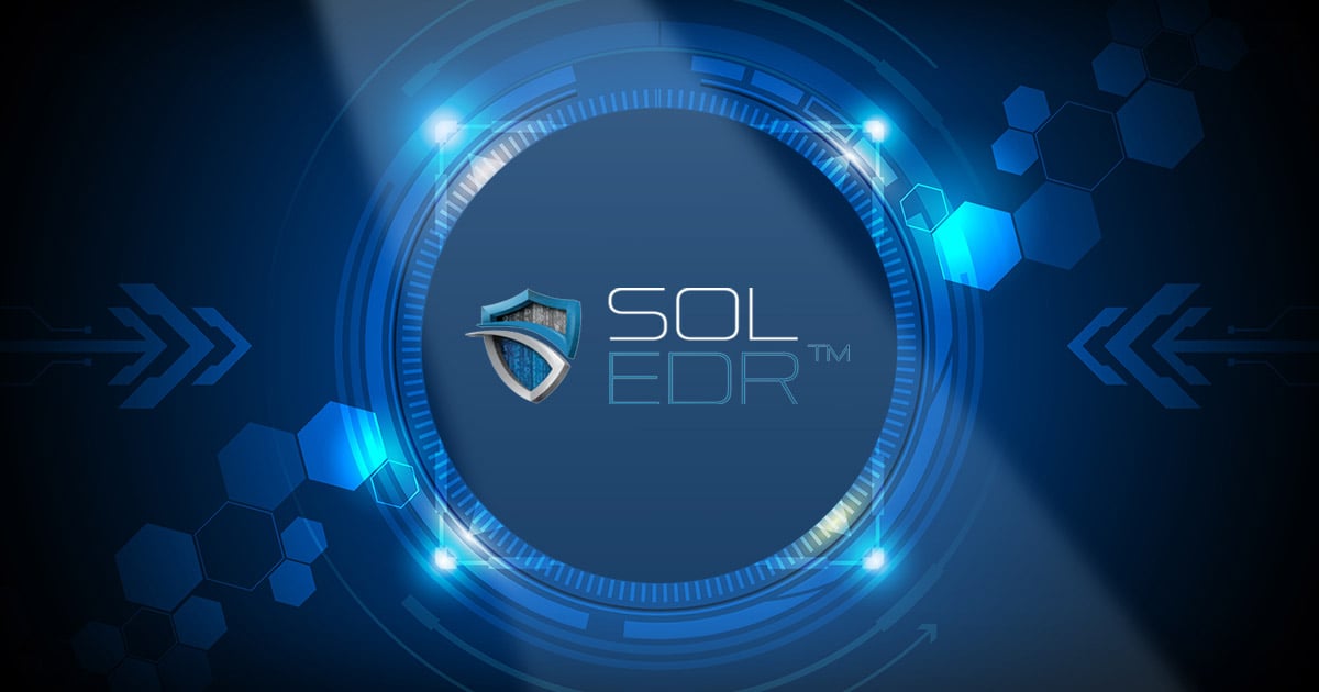 SOL EDR logo on top of networking connection digital technology concept background