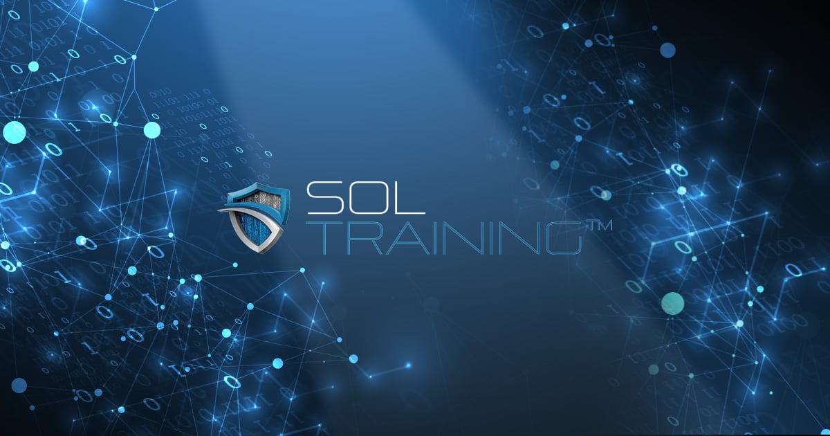 SOL Training logo in front of technology background with plexus effect