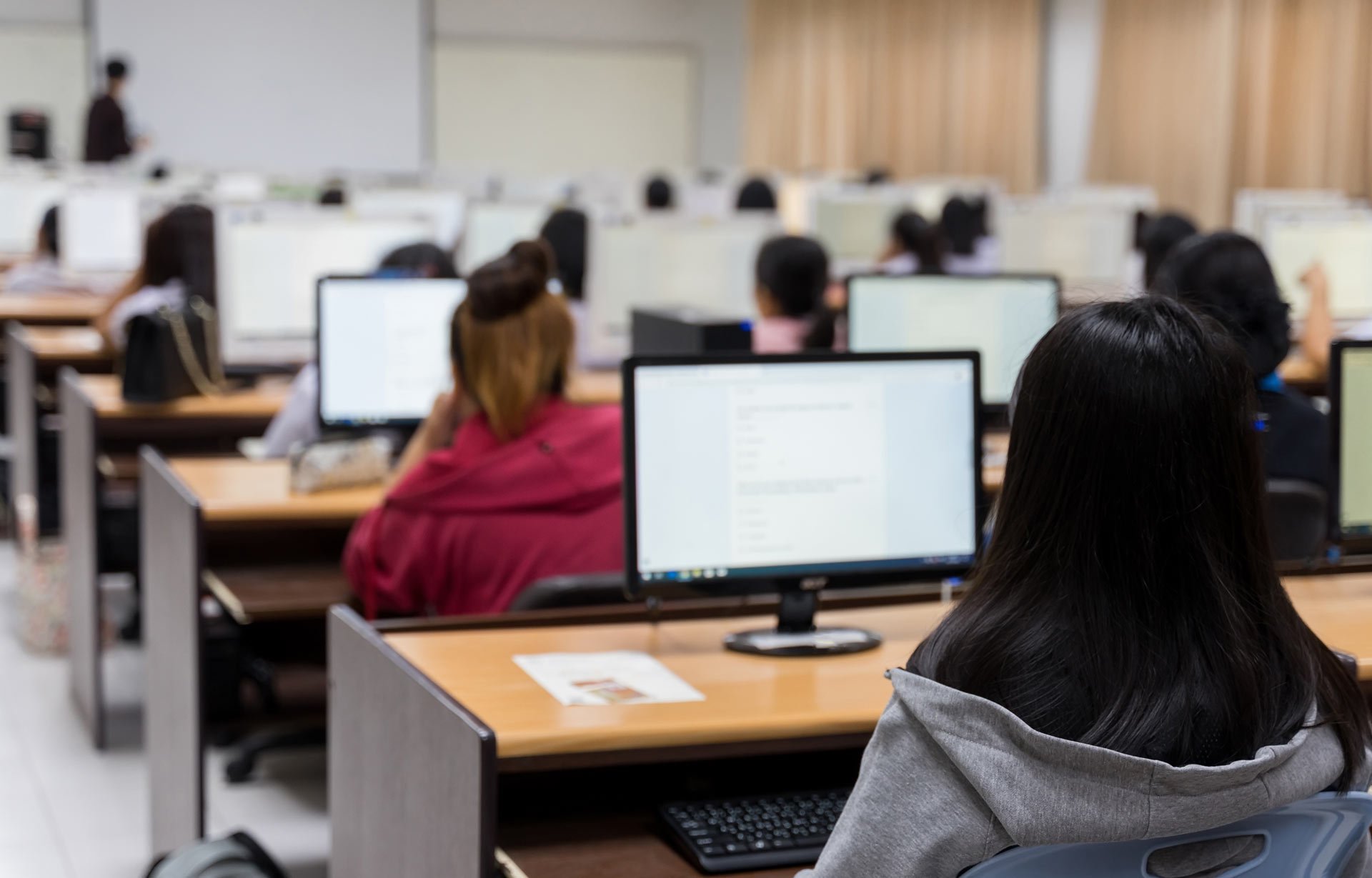 students using computers at school